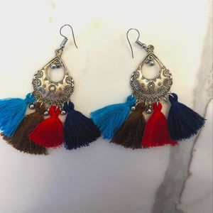 Boho Earrings with Colourful Tassels